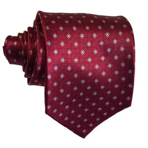 BILLBLASS Mens Silk Necktie Burgundy Geometric Pattern  Dress Tie Preowned